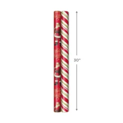 Hallmark Santa And Stripes 2-Pack Christmas Wrapping Paper Assortment, 160 Sq. Ft. 9 Hallmark Santa And Stripes 2-Pack Christmas Wrapping Paper Assortment, 160 Sq. Ft. -Hallmark Shop Santa and Stripes Assorted Christmas Wrapping Paper 5JXW1055 04