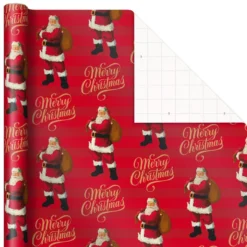 Hallmark Santa And Stripes 2-Pack Christmas Wrapping Paper Assortment, 160 Sq. Ft. 10 Hallmark Santa And Stripes 2-Pack Christmas Wrapping Paper Assortment, 160 Sq. Ft. -Hallmark Shop Santa and Stripes Assorted Christmas Wrapping Paper 5JXW1055 05