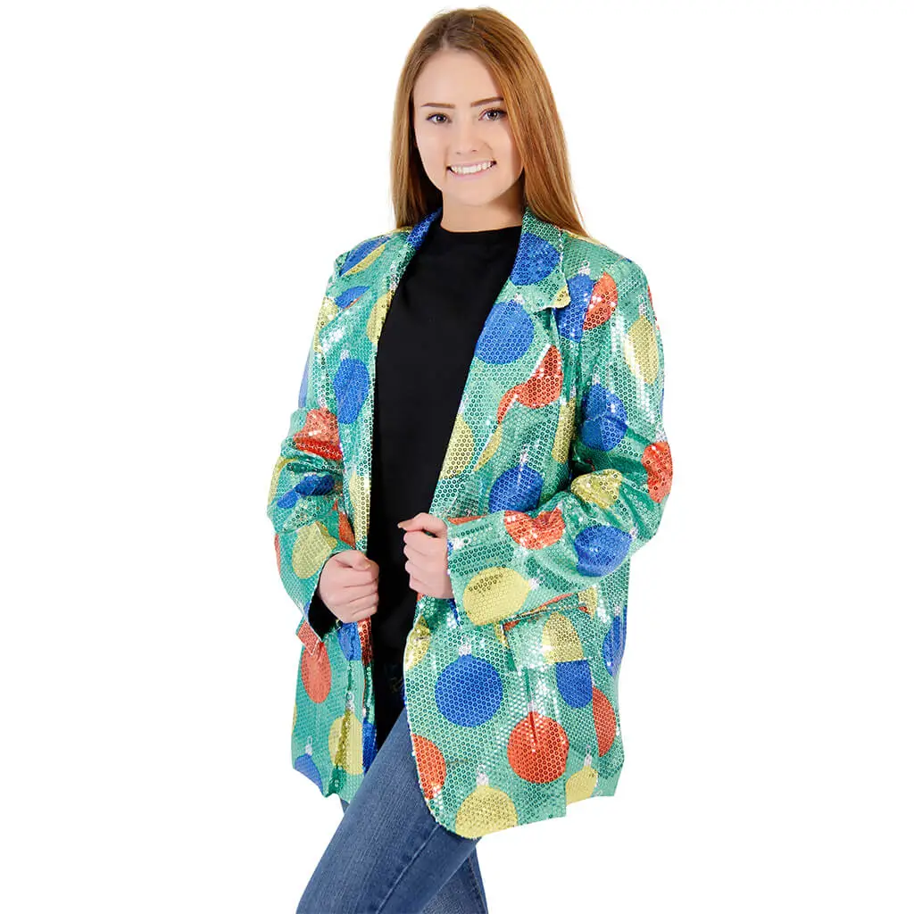 Women's Sequin Ornaments Ugly Christmas Blazer Jacket 1 Women's Sequin Ornaments Ugly Christmas Blazer Jacket