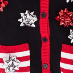 Ugly Christmas Sweater Gift Wrapping Bow Cardigan -Hallmark Shop UglyChristmasSweaterGiftWrappingBowCardigan 20340 BowsCardigan 0232