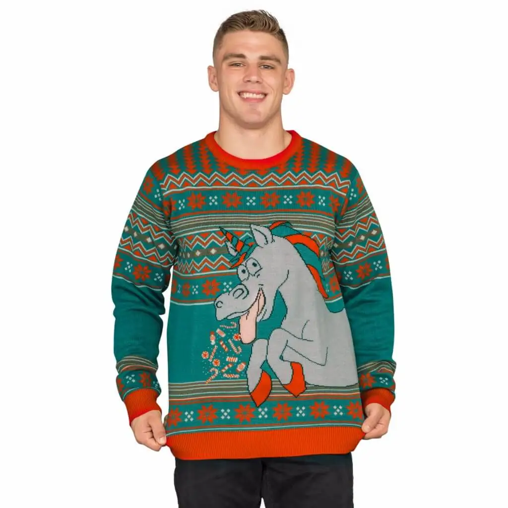 Unicorn Candy Canes And Star Dust Ugly Christmas Sweater 1 Unicorn Candy Canes And Star Dust Ugly Christmas Sweater