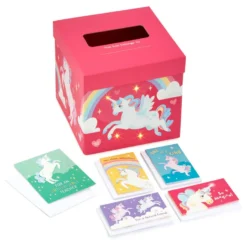 Hallmark Colorful Unicorn Classroom Valentines Set With Light-Up, Musical Mailbox