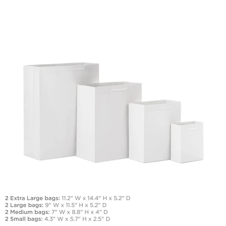 Hallmark White Assorted Sizes 8-Pack Gift Bags 2 Hallmark White Assorted Sizes 8-Pack Gift Bags - Image 2