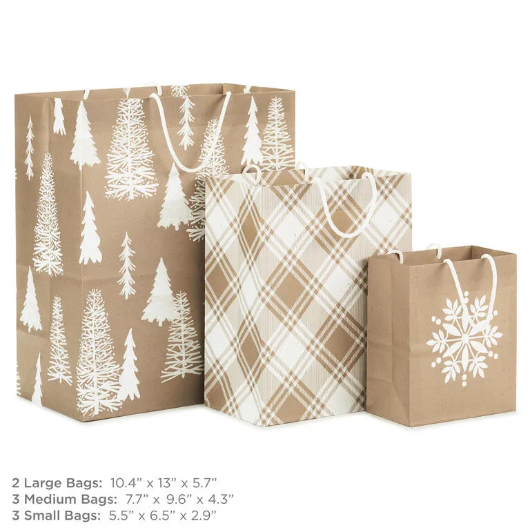 Hallmark Christmas Kraft 8-Pack Holiday Gift Bags, Assorted Sizes And Designs 3 Hallmark Christmas Kraft 8-Pack Holiday Gift Bags, Assorted Sizes And Designs - Image 3