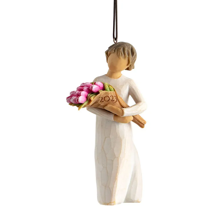 Willow Tree Girl With Tulip Bouquet 2023 Ornament, 4" 1 Willow Tree Girl With Tulip Bouquet 2023 Ornament, 4"