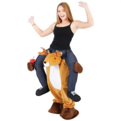 Women's Christmas Reindeer Ride On With Light Up Nose