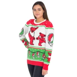 Women's Classic Grateful Dead Dancing Bears Ugly Christmas Sweater -Hallmark Shop Women E2 80 99s Classic Grateful Dead Dancing Bears Ugly Christmas Sweater Side