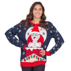 Women's Flappy Santa Animated Hat Ugly Christmas Sweater