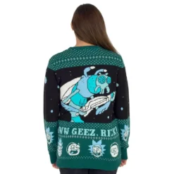 Women's Rick And Morty Aww Geez, Rick Ugly Christmas Sweater -Hallmark Shop Women E2 80 99s Rick and Morty Aww Geez Rick Ugly Christmas Sweater Back