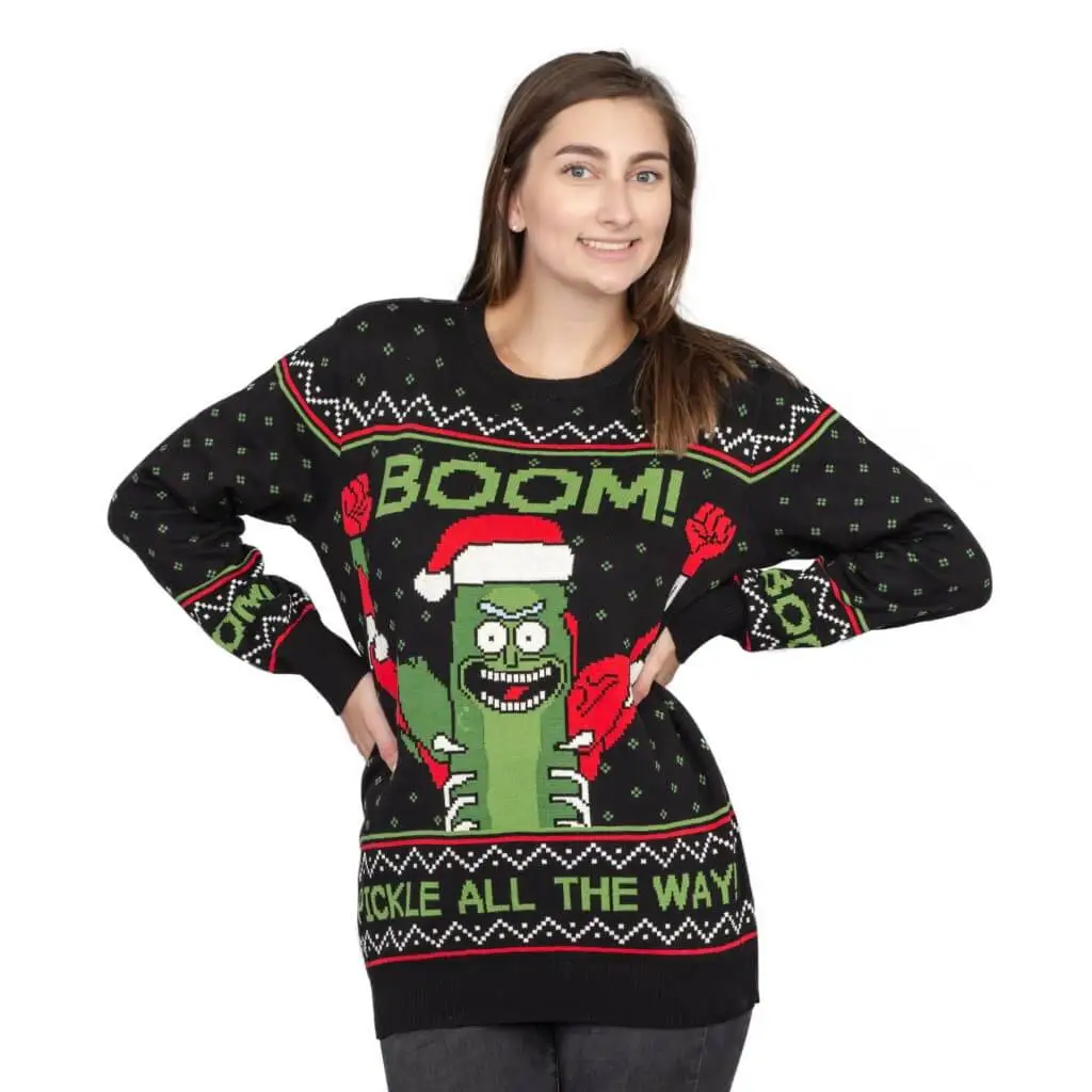 Women's Rick And Morty Boom! PickleRick Ugly Christmas Sweater 5 Women's Rick And Morty Boom! PickleRick Ugly Christmas Sweater - Image 5