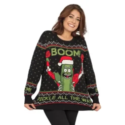 Women's Rick And Morty Boom! PickleRick Ugly Christmas Sweater 8 Women's Rick And Morty Boom! PickleRick Ugly Christmas Sweater -Hallmark Shop Women E2 80 99s Rick and Morty Boom PickleRick Ugly Christmas Sweater 8