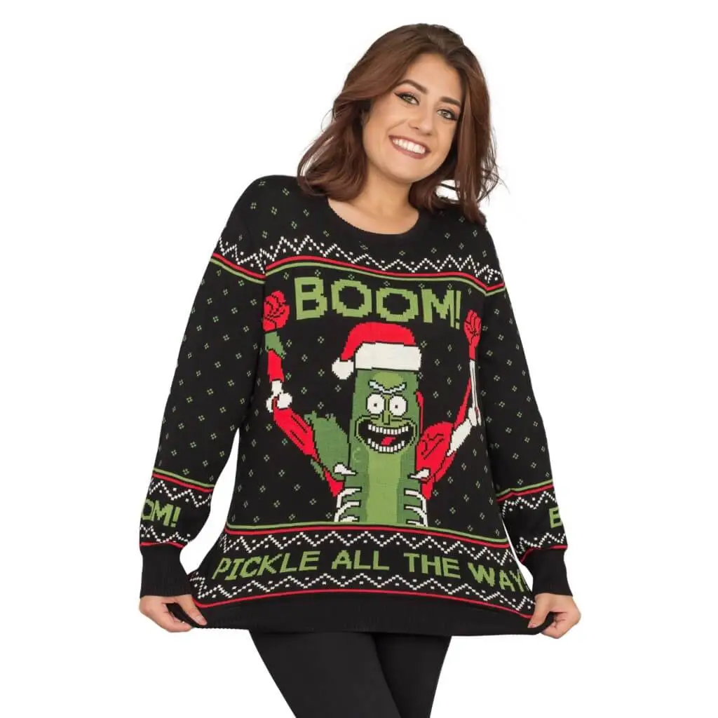 Women's Rick And Morty Boom! PickleRick Ugly Christmas Sweater 4 Women's Rick And Morty Boom! PickleRick Ugly Christmas Sweater - Image 4