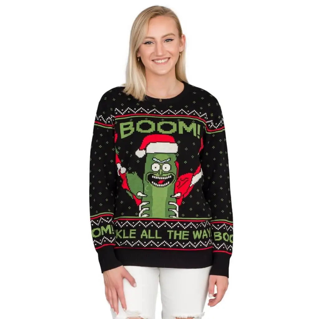 Women's Rick And Morty Boom! PickleRick Ugly Christmas Sweater 1 Women's Rick And Morty Boom! PickleRick Ugly Christmas Sweater