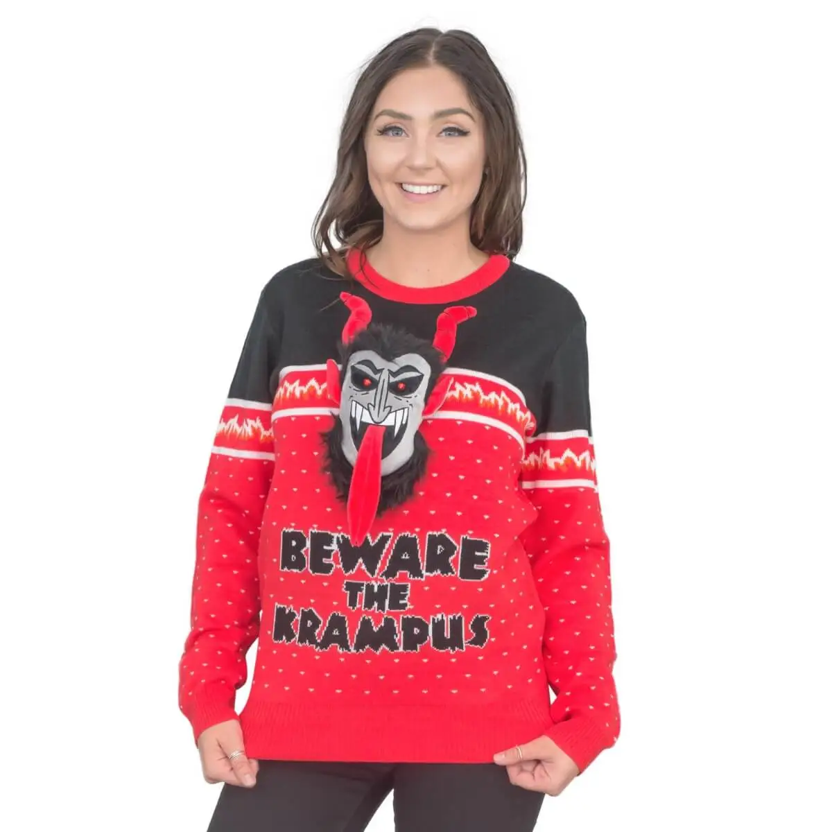 Women's Beware The Krampus 3D Ugly Christmas Sweater 3 Women's Beware The Krampus 3D Ugly Christmas Sweater - Image 3