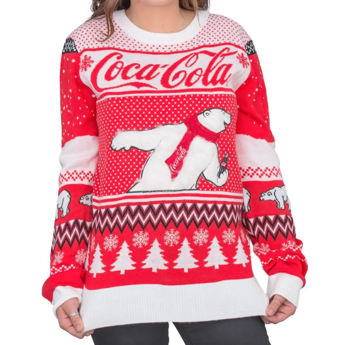 Women's Coca-Cola Polar Bear Coke And Trees Ugly Christmas Sweater 3 Women's Coca-Cola Polar Bear Coke And Trees Ugly Christmas Sweater - Image 3
