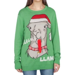 Women's Flappy Llama Animated Ugly Christmas Sweater 8 Women's Flappy Llama Animated Ugly Christmas Sweater -Hallmark Shop Womens Flappy Llama Animated Ugly Christmas Sweatshirt 3