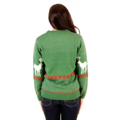 Women's Green Filthy Animal Ugly Christmas Sweater -Hallmark Shop Womens Green Filthy Animal Sweater Back