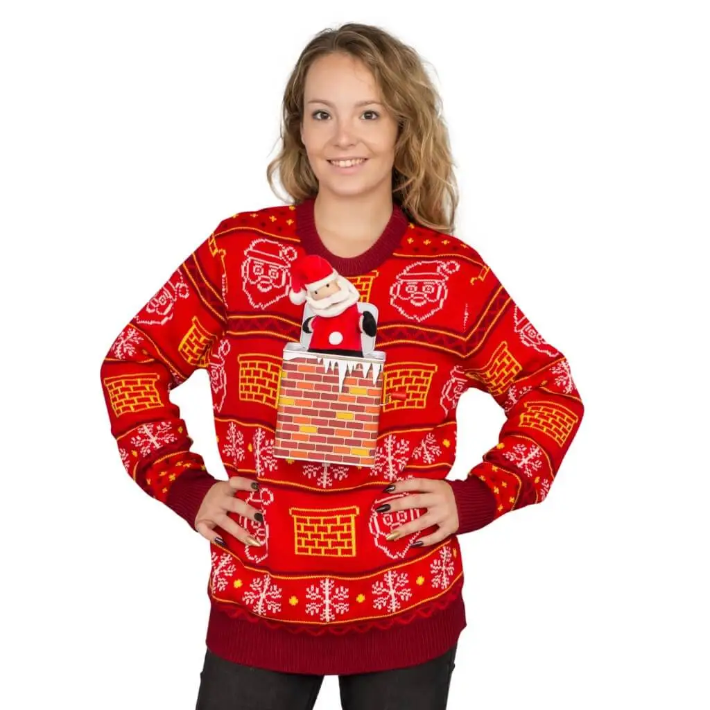 Women's Jack In The Box Santa Claus 3D Ugly Christmas Sweater 1 Women's Jack In The Box Santa Claus 3D Ugly Christmas Sweater
