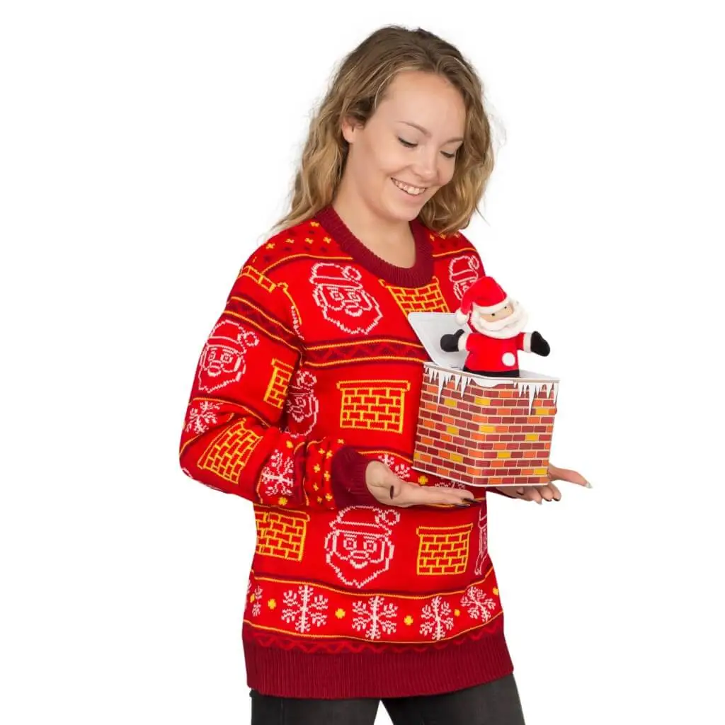 Women's Jack In The Box Santa Claus 3D Ugly Christmas Sweater 2 Women's Jack In The Box Santa Claus 3D Ugly Christmas Sweater - Image 2