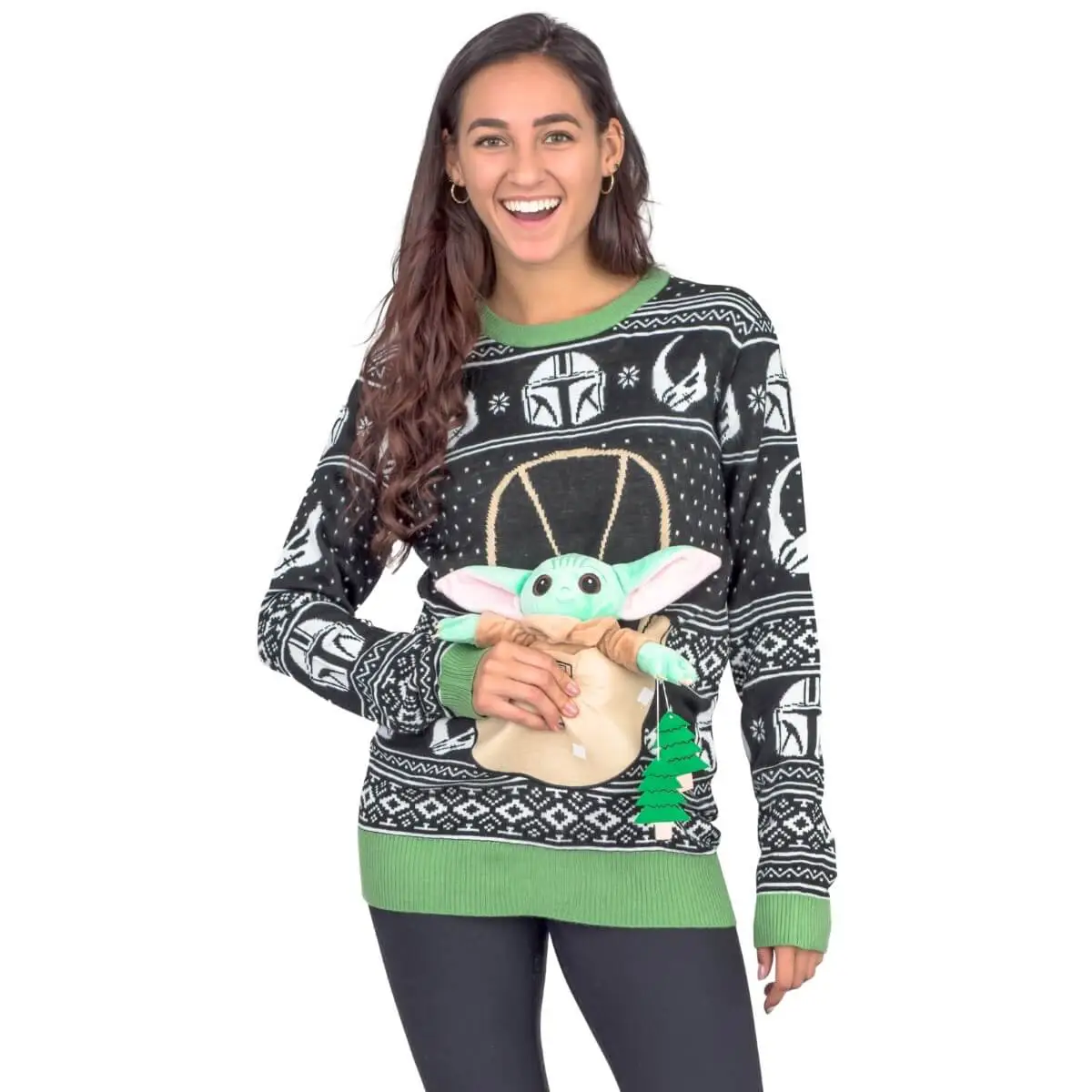 Women's Star Wars Baby Yoda The Child Forces Trees Ugly Christmas Sweater 4 Women's Star Wars Baby Yoda The Child Forces Trees Ugly Christmas Sweater - Image 4