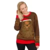 Women's Star Wars Chewbacca Furry Face With Santa Hat Ugly Christmas Sweater