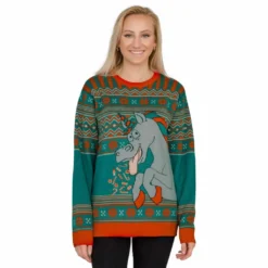 Women's Unicorn Candy Canes And Star Dust Ugly Christmas Sweater -Hallmark Shop Womens Unicorn Candy Canes and Star Dust Ugly Christmas Sweater 2